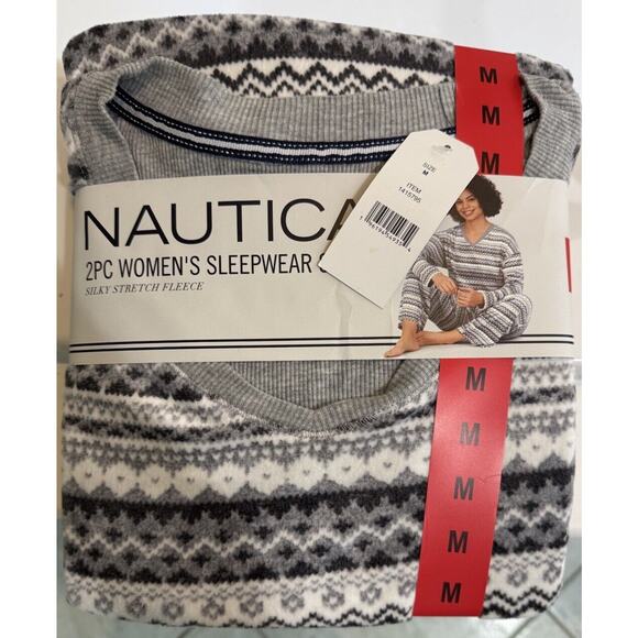Nautica 2 Piece Long Sleeve Women's Gray  Sleepwear Set Medium BRAND NEW - Picture 1 of 4